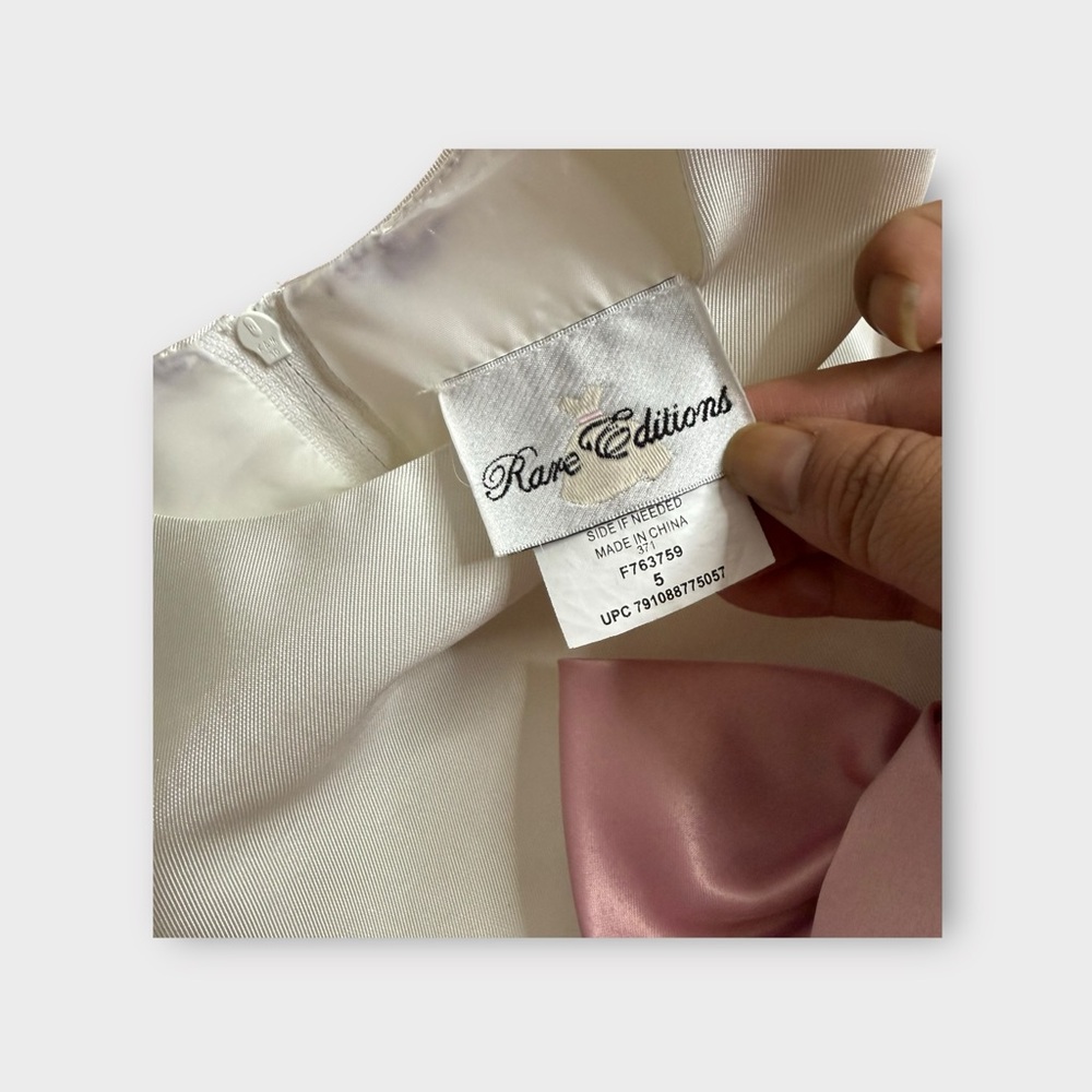 Rare Editions Pink Tulle Bow Flower Girl Dress - Picture 5 of 10